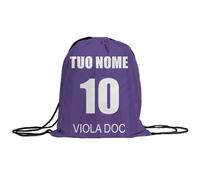 MOCHEIA SHOP Sacca a zaino Calcio Fiorentina, realizzata in Ottimo Poliestere, misura 30x40 cm, idea regalo tifosi Viola, Personalizzabile con nome e numero