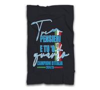 MOCHEIA SHOP Telo/Asciugamano da Mare - Spiaggia - Piscina - Napoli Campione d'Italia 2024/2025 - in ottima Microfibra - il retro è bianco - idea regalo Tifoso Napoletano. (100X150 CM)