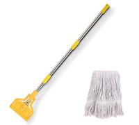 Mocio commerciale in cotone industriale resistente, con manico in metallo lungo 154,9 cm, per casa, garage, ufficio, officina, pavimenti in piastrelle, magazzini, 1 confezione