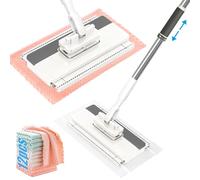 Mocio con Sistema di Bloccaggio a Pressione, Mocio Lavapavimenti con Clip,con 12 Ricambio Panno, Mop Rotante a 360°, Mini Mo-cio con Cambio Automatico per Pulire i Pavimenti, Armadi