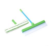 Mocio da 30,5 cm con rivestimento in tessuto ultra fine per la pulizia dell'auto e strumenti in vetro, design riutilizzabile e manico flessibile in silicone (verde bianco)