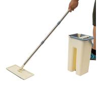 Mocio e secchio con set strizzatore, lavapavimenti piatto a mani libere, con 10 panni, uso bagnato e secco, sistema di pulizia dei pavimenti