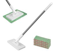 Mocio in microfibra con 4 cuscinetti riutilizzabili, mocio piatto compatto da 39 pollici per pavimenti in legno e pulizia del bagno