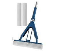 Mocio in spugna autodrenante, senza lavaggio, con manico lungo estensibile, strumenti for la pulizia dei pavimenti domestici(Blue)