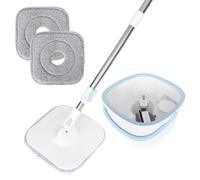Mocio Lavapavimenti 130cm,con Secchio, 2-in-1 Filtraggio Separa lo Sporco Dall'acqua Dolce, Mocio Pavimenti Autostrizzante Rotante, con 2 Ricambio Mocio Microfibra