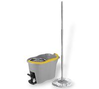 Mocio mop in microfibra rotante per pulizia casa turbo smart con cestello in acciaio