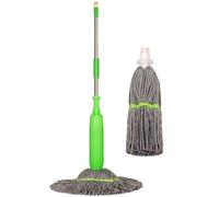 Mocio per la pulizia dei pavimenti, mocio 2 in 1 in microfibra con 1 ricarica extra e testa da 45,7 cm, strizzatura a mani libere e assorbente per la casa
