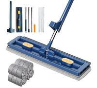 Mocio Piatto Lavapavimenti Grande, Darryy Mocio Lavapavimenti, Mocio Pavimenti Professionale, Con 4 Tamponi di Pulizia in Microfibra, Mop Umido e Asciutto Con Rotazione di 360 Gradi
