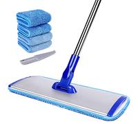 Mocio professionale in microfibra per la pulizia dei pavimenti, 45,7 cm, con manico in acciaio inox, 4 panni lavabili e riutilizzabili e spazzola