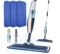 Mocio spray per la pulizia dei pavimenti, con flacone ricaricabile da 400 ml e 3 panni in microfibra lavabili, per uso domestico o commerciale, mocio piatto per legno duro, laminato, legno, ceramica