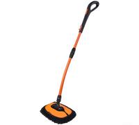 Mocio telescopico per lavaggio auto con manico pieghevole in alluminio e testa in ciniglia super assorbente per la pulizia dell'auto (nero arancione)