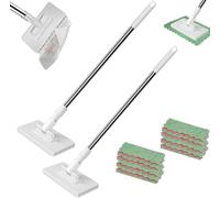 Mocio usa e getta con 4 panni riutilizzabili, aggiornamento 2026, manico lungo 99,1 cm, manico piatto bagnato e asciutto, cambio automatico del panno e testa rotante a 360°, per pavimento, parete