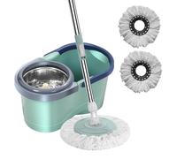 mocios Lavapavimenti Rotante, Secchio E mocios Rotante, Set Mop E Secchio Con Strizzatore Per Pavimenti,Con Manico Telescopico In Acciaio Inox E 1/2/3 Ricariche In Microfibra Per La Pulizia Della Casa