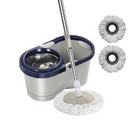 mocios Lavapavimenti Rotante, Secchio E mocios Rotante, Set Mop E Secchio Con Strizzatore Per Pavimenti,Con Manico Telescopico In Acciaio Inox E 1/2/3 Ricariche In Microfibra Per La Pulizia Della Casa