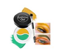 MockTota Gel per Sopracciglia Colorato Impermeabile Set 2 Colori Neon, Doppio Pennello & Formula Ipoallergenica per Carnevale, Trucco Artistico e Uso Quotidiano (Giallo+Verde)