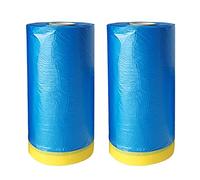 MOCNT 2 Pezzi Telo Imbianchino Copritutto Protettivo Pellicola di Copertura Nastro Adesivo Mascheratura Drappeggio Mobili Fogli Antipolvere Pittura Auto Blu 140cm x 20m