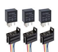 MOCNT 3 Pezzi 12V 30A Auto Relè con Presa SPDT 5 Pin Automobile Relè con Filo Auto Interruttore Relè Aperto Contatti Relè Camion Elettrico Relè Motociclo Pesante Relè