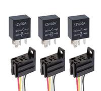 MOCNT 3 Pezzi 12V 30A Auto Relè con Presa SPST 4 Pin Automobile Relè con Filo Auto Interruttore Relè Aperto Contatti Relè Camion Elettrico Relè Motociclo Pesante Relè