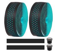 MOCNT Nastro Manubrio Bicicletta Bicycle Cycling Nastro Eva PU Leather Manubrio Bici Corsa Nastri Gomma Antiscivolo Traspirante Ciclismo Adesivi Comfort con Tappo Barra Azzurro
