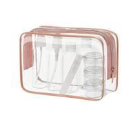 MOCOCITO Beauty Case da Viaggio Trasparente,Set Bottigliette da Viaggio per Aereo 8 Pezzi Contenitori Liquidi 100ml,Borse da Viaggio Impermeabile,TSA Borsa Viaggio Cosmetici Trousse Trasparente