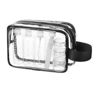 MOCOCITO Beauty Case da Viaggio Trasparente,Set Bottigliette da Viaggio per Aereo 8 Pezzi Contenitori Liquidi 100ml,Borse da Viaggio Impermeabile,TSA Borsa Viaggio Cosmetici Trousse Trasparente