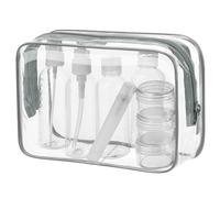 MOCOCITO Beauty Case da Viaggio Trasparente,Set Bottigliette da Viaggio per Aereo 8 Pezzi Contenitori Liquidi 100ml,Borse da Viaggio Impermeabile,TSA Borsa Viaggio Cosmetici Trousse Trasparente