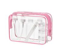 MOCOCITO Beauty Case da Viaggio Trasparente,Set Bottigliette da Viaggio per Aereo 8 Pezzi Contenitori Liquidi 100ml,Borse da Viaggio Impermeabile,TSA Borsa Viaggio Cosmetici Trousse Trasparente