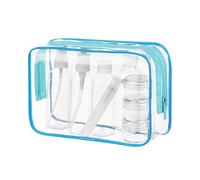 MOCOCITO Beauty Case da Viaggio Trasparente,Set Bottigliette da Viaggio per Aereo 8 Pezzi Contenitori Liquidi 100ml,Borse da Viaggio Impermeabile,TSA Borsa Viaggio Cosmetici Trousse Trasparente