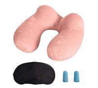 MOCOCITO Cuscino da Viaggio Gonfiabile Cervicale Collo Cuscini di Supporto Travel Pillow con Federa Lavabile, Tappi per Le Orecchie, Maschera, per Viaggi Aereo Auto Treno Ufficio