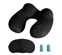 MOCOCITO Cuscino da Viaggio Gonfiabile Cervicale Collo Cuscini di Supporto Travel Pillow con Federa Lavabile, Tappi per Le Orecchie, Maschera, per Viaggi Aereo Auto Treno Ufficio