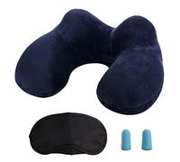 MOCOCITO Cuscino da Viaggio Gonfiabile Cervicale Collo Cuscini di Supporto Travel Pillow con Federa Lavabile, Tappi per Le Orecchie, Maschera, per Viaggi Aereo Auto Treno Ufficio