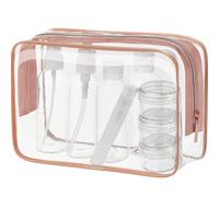 MOCOCITO Kit Viaggio Liquidi - Beauty Case da Viaggio, Set Bottigliette per Aereo da 8 Pezzi Contenitori Liquidi Flaconi 100ml per Shampoo, Crema, Lozione,Trousse Trasparente Borsa Cosmetici
