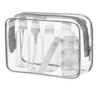MOCOCITO Kit Viaggio Liquidi - Beauty Case da Viaggio, Set Bottigliette per Aereo da 8 Pezzi Contenitori Liquidi Flaconi 100ml per Shampoo, Crema, Lozione,Trousse Trasparente Borsa Cosmetici