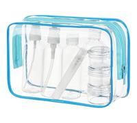 MOCOCITO Kit Viaggio Liquidi - Beauty Case da Viaggio, Set Bottigliette per Aereo da 8 Pezzi Contenitori Liquidi Flaconi 100ml per Shampoo, Crema, Lozione,Trousse Trasparente Borsa Cosmetici