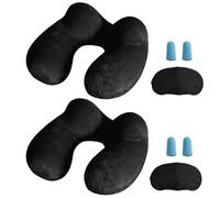 MOCOCITO Set di 2 cuscini da viaggio gonfiabili/cervicali, ergonomici, gonfiabili, lavabili e lavabili, ideali per viaggi in auto, aereo, treno, ufficio (nero)