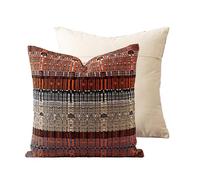 MOCOFO 2 federe per cuscini in cotone e lino, stile retrò americano, 45,7 x 45,7 cm, 30,5 x 50,8 cm, in tessuto bohémien, decorative, per divano, camera da letto (senza imbottitura) (quadrato