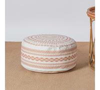 MOCOFO Pouf rotondo non imbottito Boho colorato geometrico pouf pouf con manico design, poggiapiedi decorativo per soggiorno, camera da letto, patio (rosso, 45 x 45 x 20 cm)