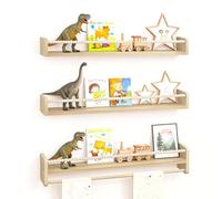 Mocoli Libreria Per Bambini, 3 Pezzi Mensola Da Parete Per Cameretta Dei Bambini Con Perline Di Legno Libreria Galleggiante Per Libri Cornici Per Foto Ornamenti Cucina Camera Da Letto Soggiorno Bagno