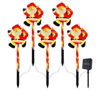 Mocoli Luci Solari Giardino, 5 Pezzi LED Luci di Natale da Esterno 8 Modalità Decorazioni per Esterno, Decorazione di Natale per Giardino Cortile Esterni (Babbo Natale)