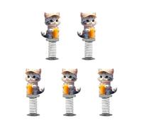 Mocoocouture 5 Pezzi Metallo Piuma Gatti Figura 2D Piatto Acrilico Artigianato Gattino Sorriso Succhi Ornamenti Per Auto Interno Dashboard Display Temi Auto Decorazioni