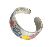 Mocoocouture Anelli di dinosauro alla moda con graffiti alla moda, vestibilità regolabile, dettagli a stella vivaci, gioielli giocosi, regalo per ragazze e adolescenti, anelli dei cartoni animati