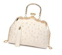 Mocoocouture Borsa a tracolla Contemporanea Con Disegni Floreali Funzionale Donne Borsa a Tracolla Per Il Tempo Libero O Del Prometto Sacchetto Di Registrazione Per Le Donne, bianco