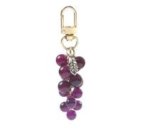 Mocoocouture Ciondolo a forma di uva di cristallo fascino portachiavi carino cool simulato frutta portachiavi sacchetto pendente ornamento da donna zaino decorazioni artigianato, Viola rosso, Taglia