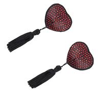 Mocoocouture Copri capezzoli da donna con strass a forma di cuore, con nappe, riutilizzabili e riutilizzabili, per feste, reggiseno appiccicoso, costumi da ballo, Colore: rosso, Taglia unica