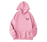 Mocoocouture Estetico Hiphop Farfalla Grafica Oversize Hoodie Per Le Donne Allentate Manica Lunga Streetwear Felpa con Cappuccio Streetwear, y, L