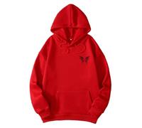 Mocoocouture Estetico Hiphop Farfalla Grafica Oversize Hoodie Per Le Donne Allentate Manica Lunga Streetwear Felpa con Cappuccio Streetwear, Colore: rosso, L