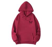 Mocoocouture Estetico Hiphop Farfalla Grafica Oversize Hoodie Per Le Donne Allentate Manica Lunga Streetwear Felpa con Cappuccio Streetwear, r, L