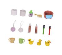 Mocoocouture Set Essenziale per Bagno della casa delle Bambole in 1/12, Incluso Set da Bagno in Miniatura con Decorazioni per la Doccia con dentifricio