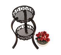Mocoocouture Supporto per fiori rotondo a 2 strati in ferro per case delle bambole accessori in miniatura con più spazio espositivo e design elegante. Doppio supporto in ferro