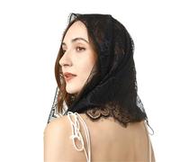 Mocoocouture Velo Religioso Occasioni Formali Elegante Matrimonio Di Massa Testa Di Massa Per La Chiesa Cattolica Mantilla Occasione Formale Hijab, Nero , Taglia unica